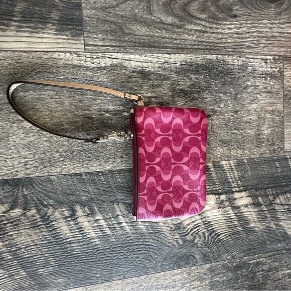 Coach Pink Wristlet with Signature Pattern - Picture 2 of 4